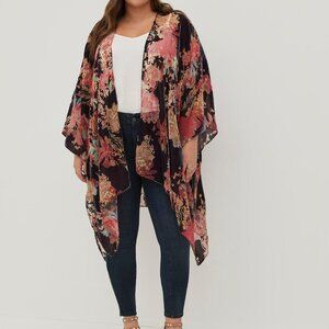 Torrid Burnout Ruana Kaftan - Sheer Floral - Plus - One size